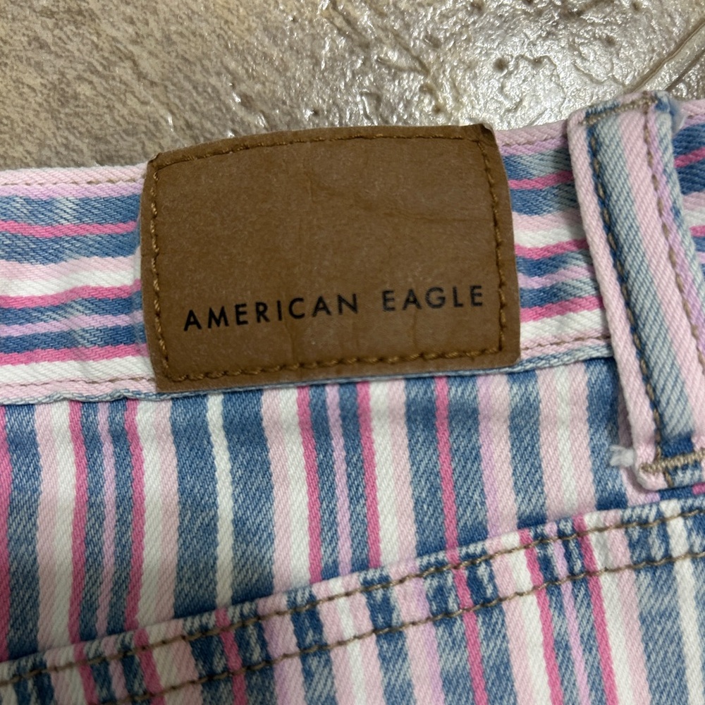 American Eagle Pink and Blue Striped Shorts